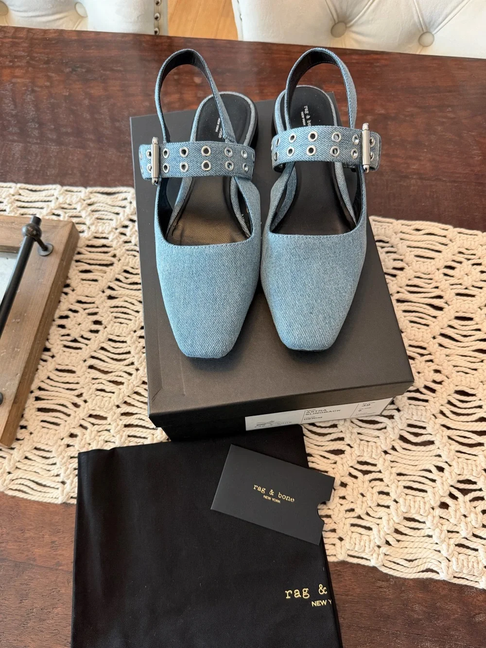 Rag & Bone Astra Slingback Flats in Denim - Size 39 (9)
